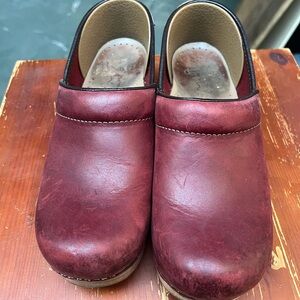 Dansko Women's Red Leather Mules